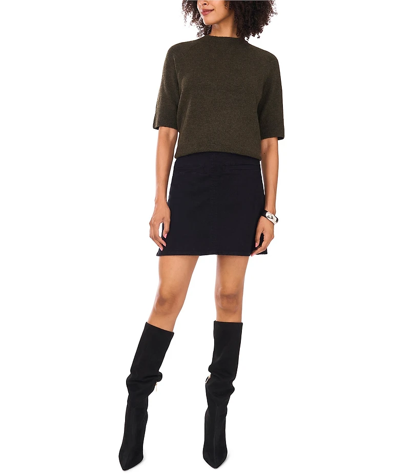 Vince Camuto Mock Neck Short Sleeve Sweater