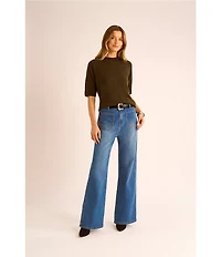 Vince Camuto Mock Neck Short Sleeve Sweater