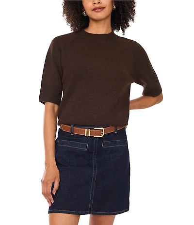 Vince Camuto Mock Neck Short Sleeve Sweater