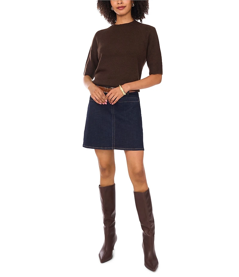 Vince Camuto Mock Neck Short Sleeve Sweater