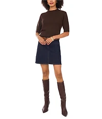 Vince Camuto Mock Neck Short Sleeve Sweater