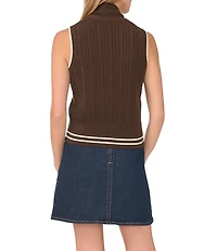 Vince Camuto Mock Neck Sleeveless Cable Sweater Top