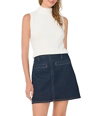 Vince Camuto Mock Neck Sleeveless Ribbed Sweater Top