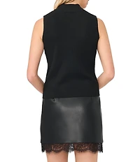 Vince Camuto Mock Neck Sleeveless Ribbed Sweater Top