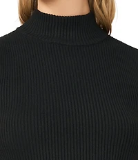 Vince Camuto Mock Neck Sleeveless Ribbed Sweater Top