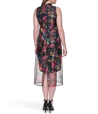 Vince Camuto Mock Neck Sleeveless Sheath Midi Dress