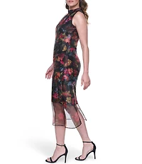 Vince Camuto Mock Neck Sleeveless Sheath Midi Dress