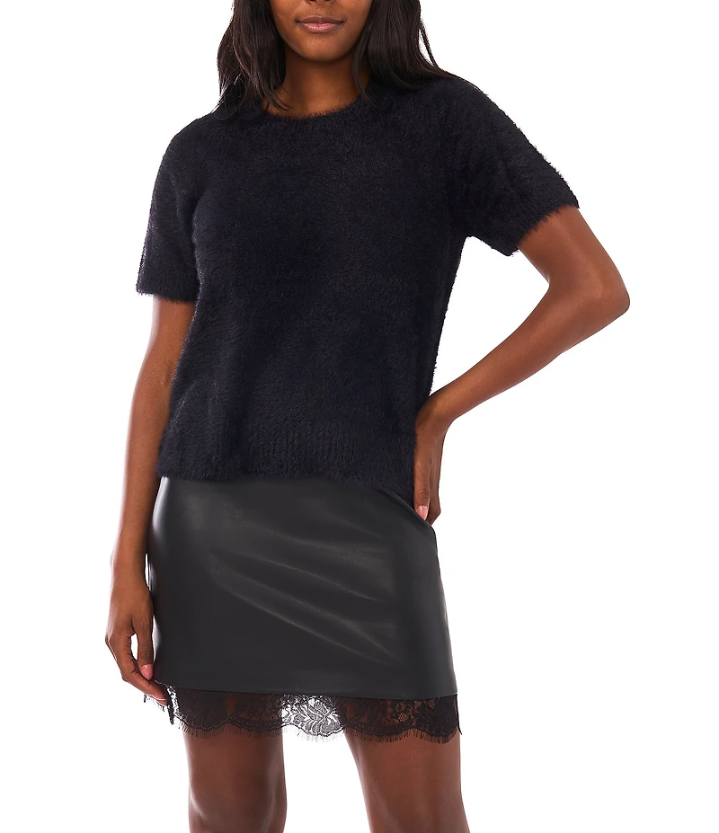 Vince Camuto Mohair Crew Neck Short Sleeve Sweater