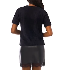 Vince Camuto Mohair Crew Neck Short Sleeve Sweater