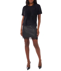 Vince Camuto Mohair Crew Neck Short Sleeve Sweater