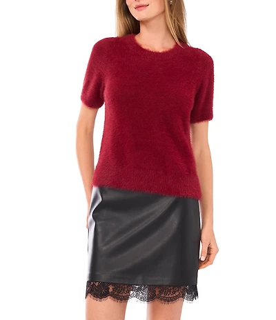 Vince Camuto Mohair Crew Neck Short Sleeve Sweater