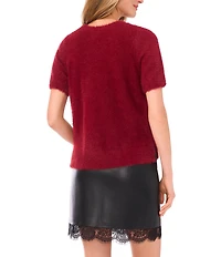 Vince Camuto Mohair Crew Neck Short Sleeve Sweater