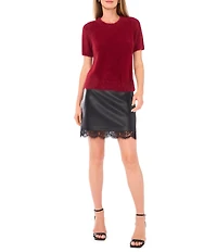 Vince Camuto Mohair Crew Neck Short Sleeve Sweater