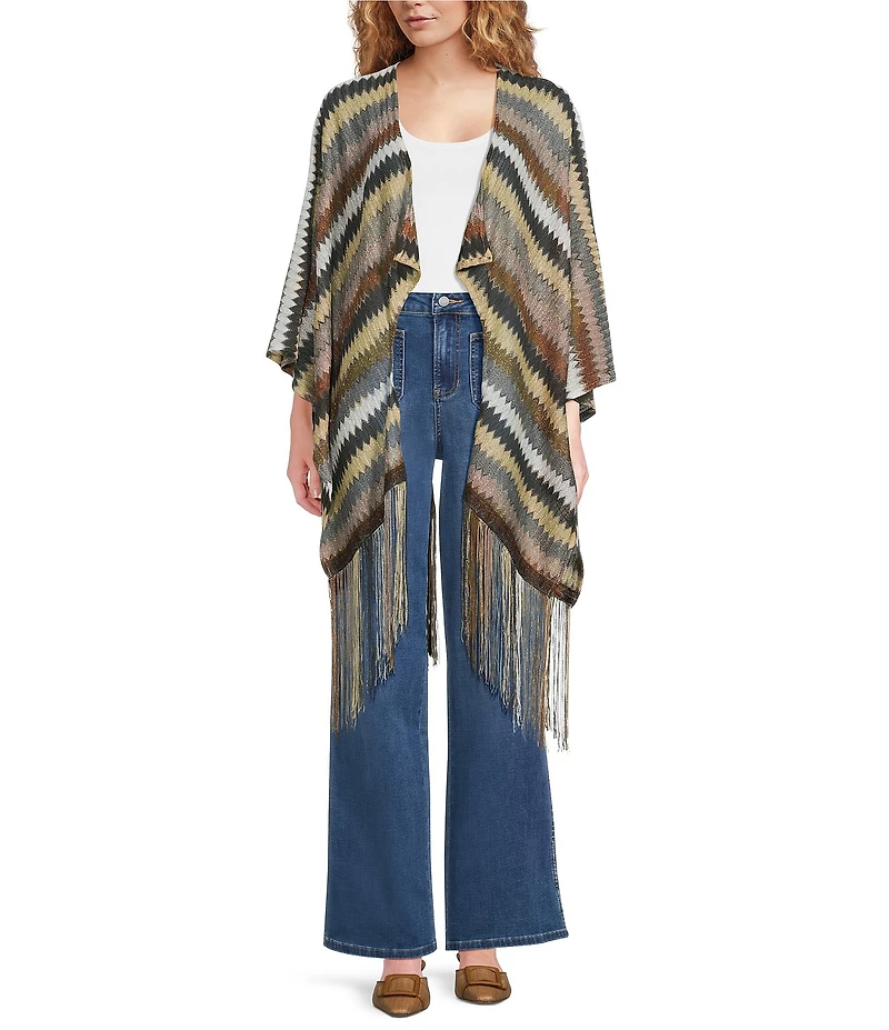 Vince Camuto Multi Striped Fringe Topper