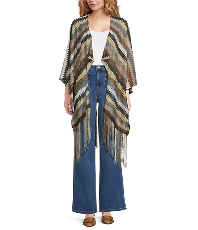 Vince Camuto Multi Striped Fringe Topper