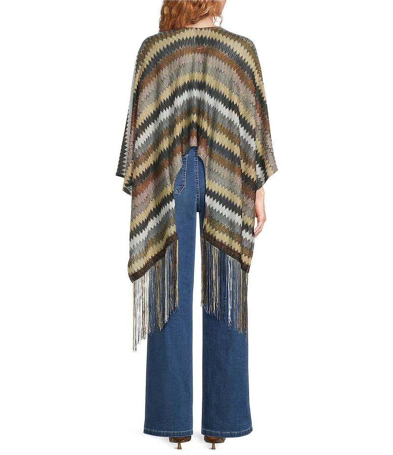 Vince Camuto Multi Striped Fringe Topper