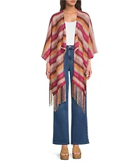 Vince Camuto Multi Striped Fringe Topper