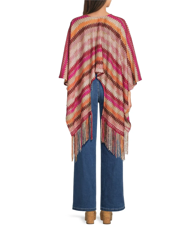 Vince Camuto Multi Striped Fringe Topper