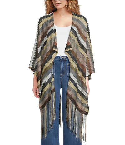 Vince Camuto Multi Striped Fringe Topper