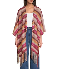 Vince Camuto Multi Striped Fringe Topper