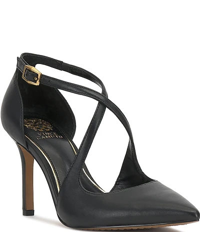 Vince Camuto Noreta Leather Cross Strap Pointed Toe Dress Pumps