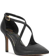 Vince Camuto Noreta Leather Cross Strap Pointed Toe Dress Pumps
