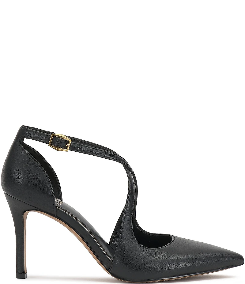 Vince Camuto Noreta Leather Cross Strap Pointed Toe Dress Pumps