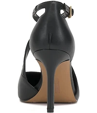 Vince Camuto Noreta Leather Cross Strap Pointed Toe Dress Pumps