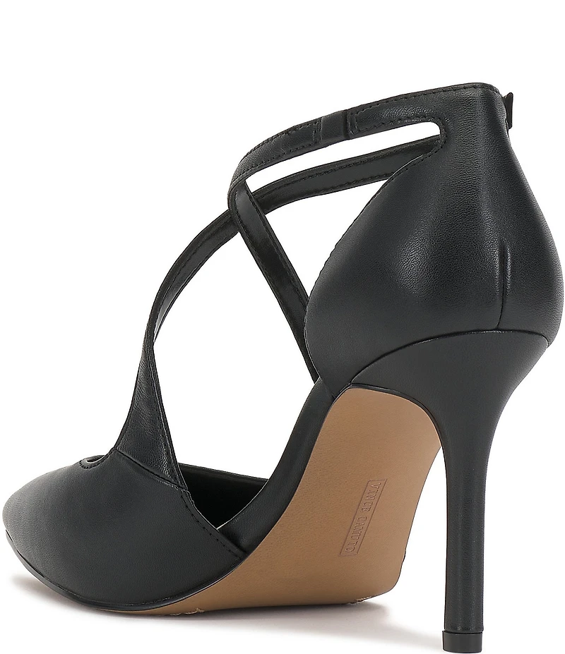 Vince Camuto Noreta Leather Cross Strap Pointed Toe Dress Pumps