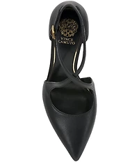 Vince Camuto Noreta Leather Cross Strap Pointed Toe Dress Pumps