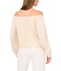 Vince Camuto Off-The-Shoulder Button Down Tie Front Blouse