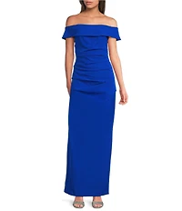 Vince Camuto Off The Shoulder Fold Over Sleeves Sheath Gown