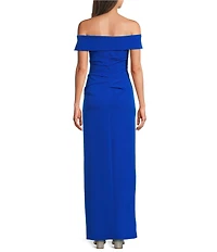 Vince Camuto Off The Shoulder Fold Over Sleeves Sheath Gown