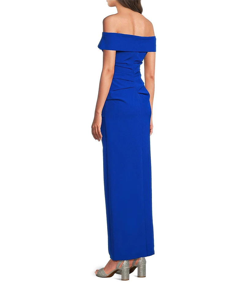Vince Camuto Off The Shoulder Fold Over Sleeves Sheath Gown