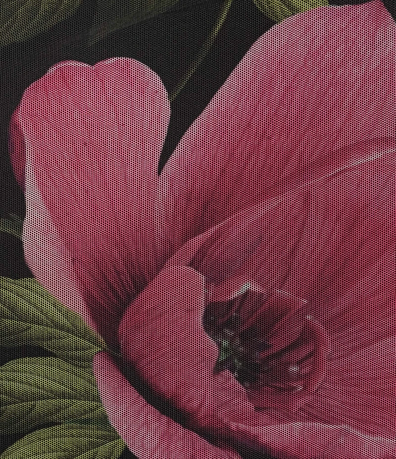 Vince Camuto Off The Shoulder Mesh Floral Sheath Gown