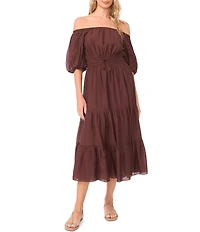 Vince Camuto Off-The Shoulder Short Sleeve Tiered Maxi Dress