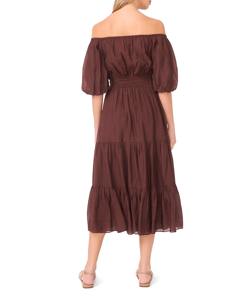 Vince Camuto Off-The Shoulder Short Sleeve Tiered Maxi Dress