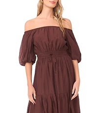 Vince Camuto Off-The Shoulder Short Sleeve Tiered Maxi Dress