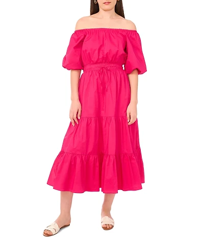 Vince Camuto Off-The Shoulder Short Sleeve Tiered Maxi Dress