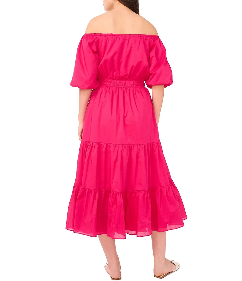 Vince Camuto Off-The Shoulder Short Sleeve Tiered Maxi Dress