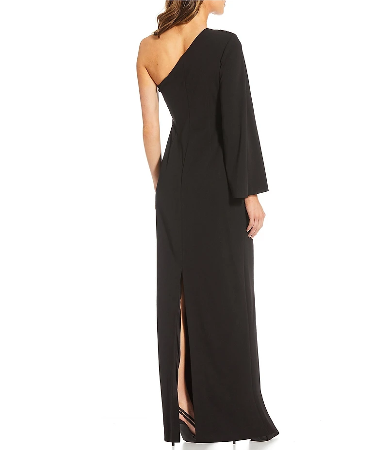 Vince Camuto One Shoulder Long Sleeve Floral Embellishment Maxi Gown