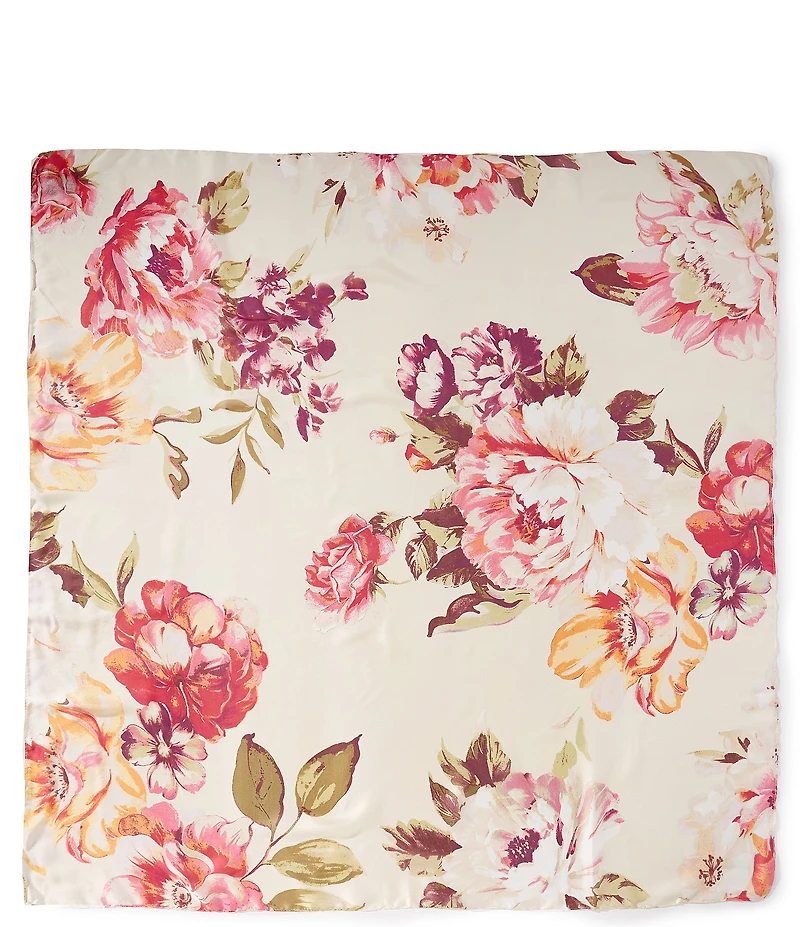Vince Camuto Painterly Rose Satin Square Scarf