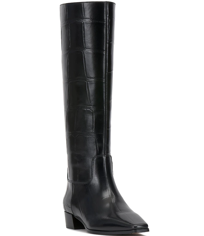 Vince Camuto Pavla Croco Embossed Leather Knee High Boots