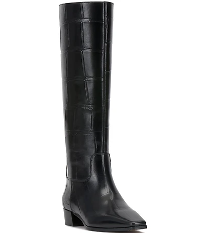 Vince Camuto Pavla Croco Embossed Leather Knee High Boots