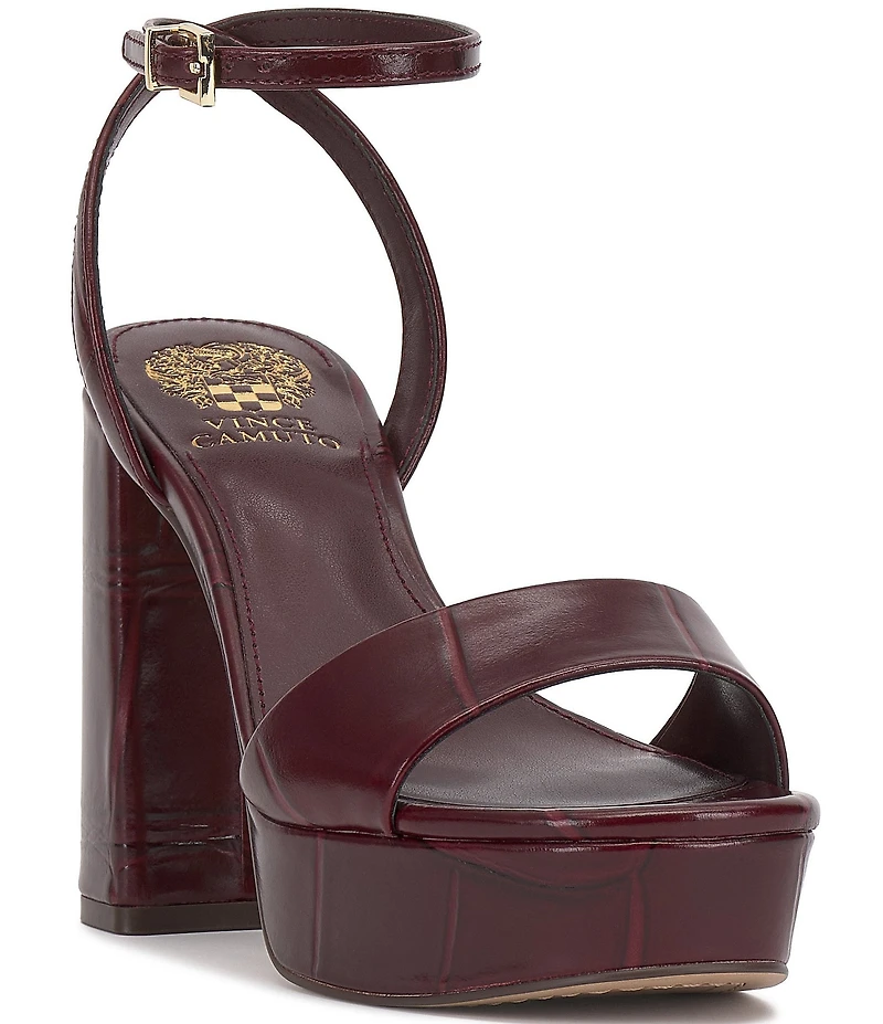 Vince Camuto Pendry Croco Embossed Leather Platform High Heel Dress Sandals