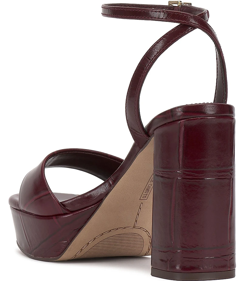 Vince Camuto Pendry Croco Embossed Leather Platform High Heel Dress Sandals