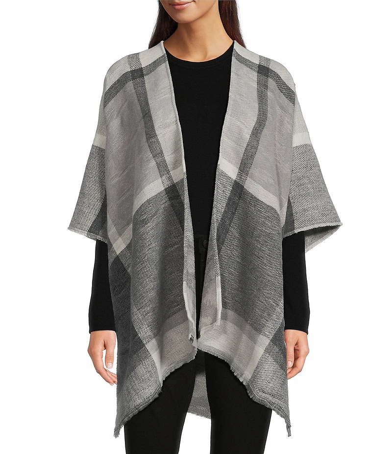 Vince Camuto Plaid Animal Print Reversible Topper