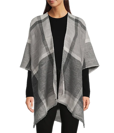 Vince Camuto Plaid Animal Print Reversible Topper