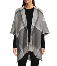 Vince Camuto Plaid Animal Print Reversible Topper