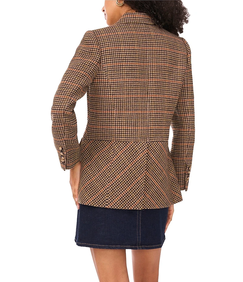 Vince Camuto Plaid Peak Lapel Long Sleeve Blazer Jacket
